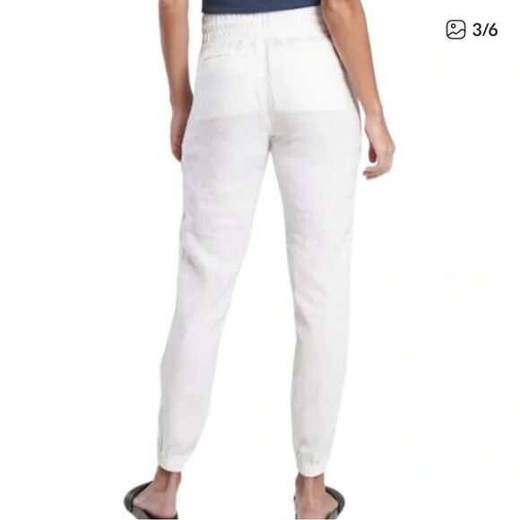 Athleta Cabo Linen Jogger Pant White 12 FLAW - Picture 4 of 12